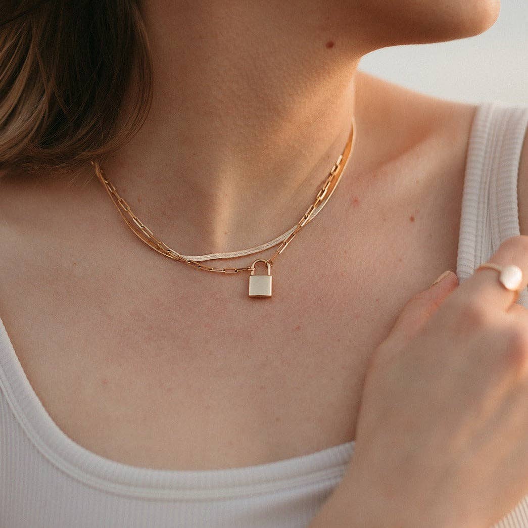 Newport Gold Filled Lock Necklace MA22