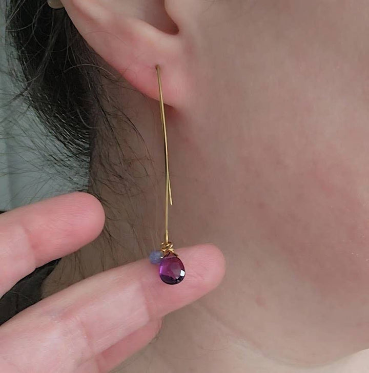 Citrine/Ethiopian Opal &amp; Amethyst/Tanzanite Dangle Earrings