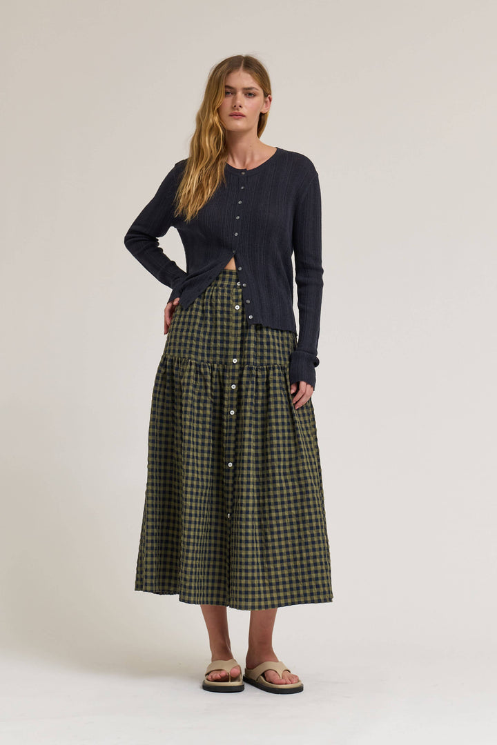 50711 - FRONT BUTTON CHECK SKIRT