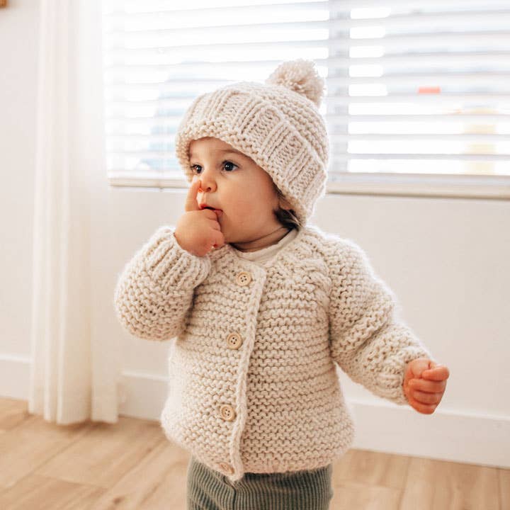 Natural Garter Stitch Cardigan Sweater Baby &amp; Toddler