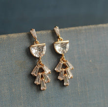 Load image into Gallery viewer, Art Deco Crystal Moon Earrings SP74