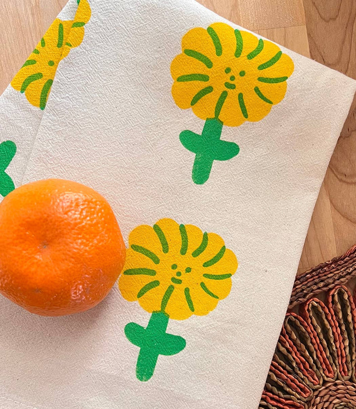 Happy flower tea towel NICE4