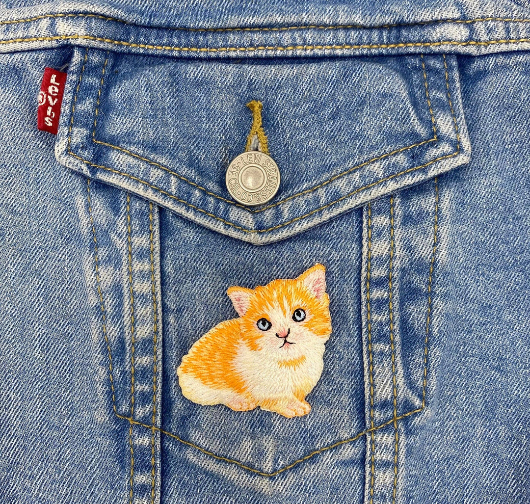 Orange Tabby Cat, Kitten, Embroidered, Iron on Patch IR