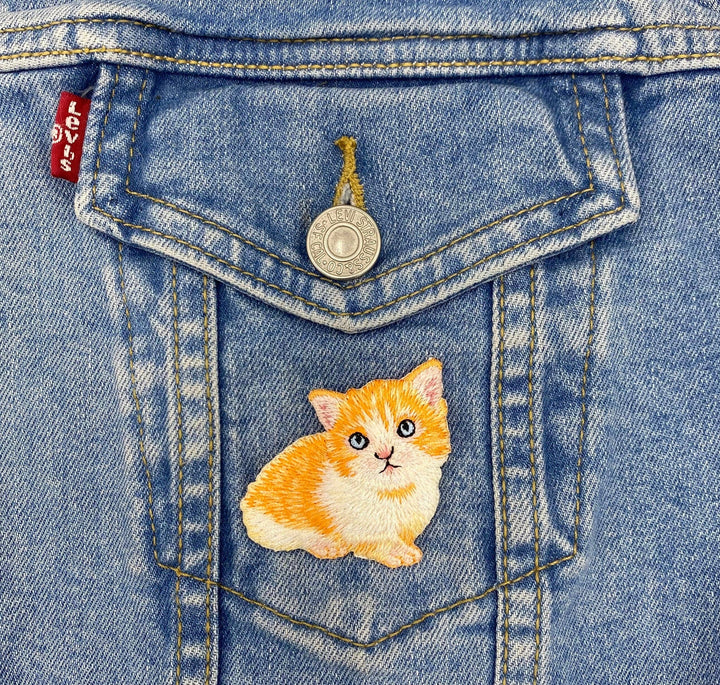 Orange Tabby Cat, Kitten, Embroidered, Iron on Patch IR