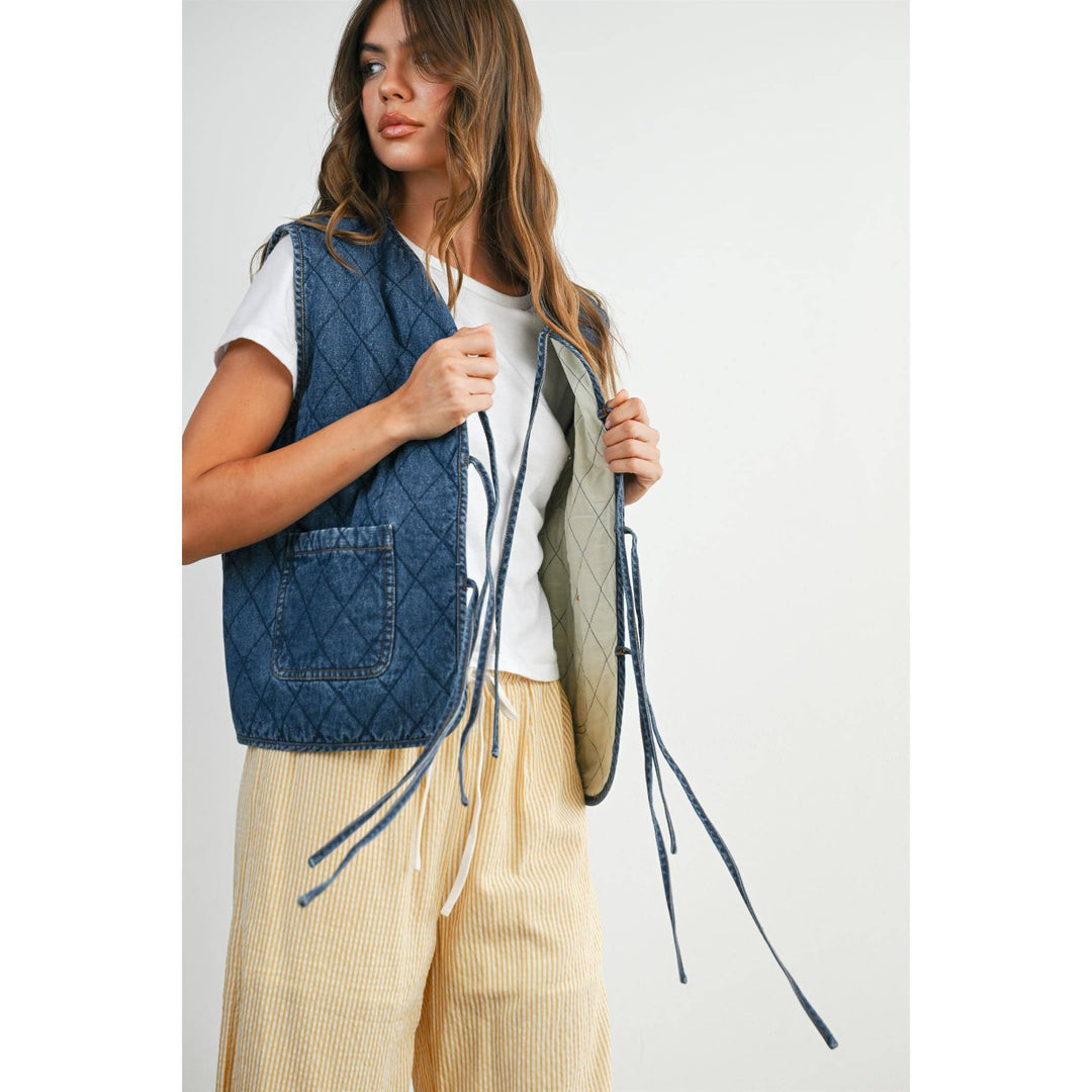 Quilted Tie-Front Vest - BMJ8086