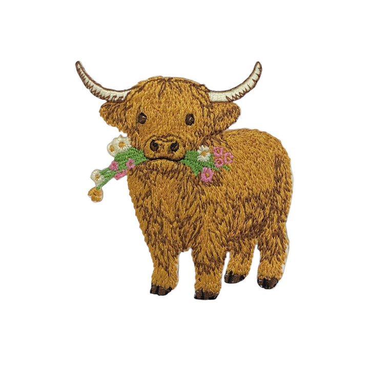 Highland Cow, Animals, Farm, Embroidered Iron on Patch