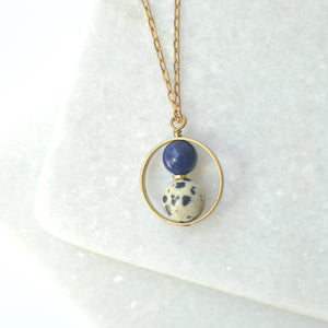 Billie - Nested Gemstone Circle Pendant Necklace