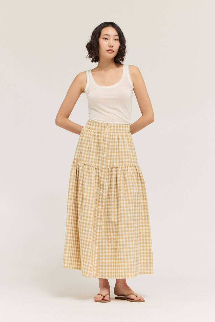 50711 - FRONT BUTTON CHECK SKIRT