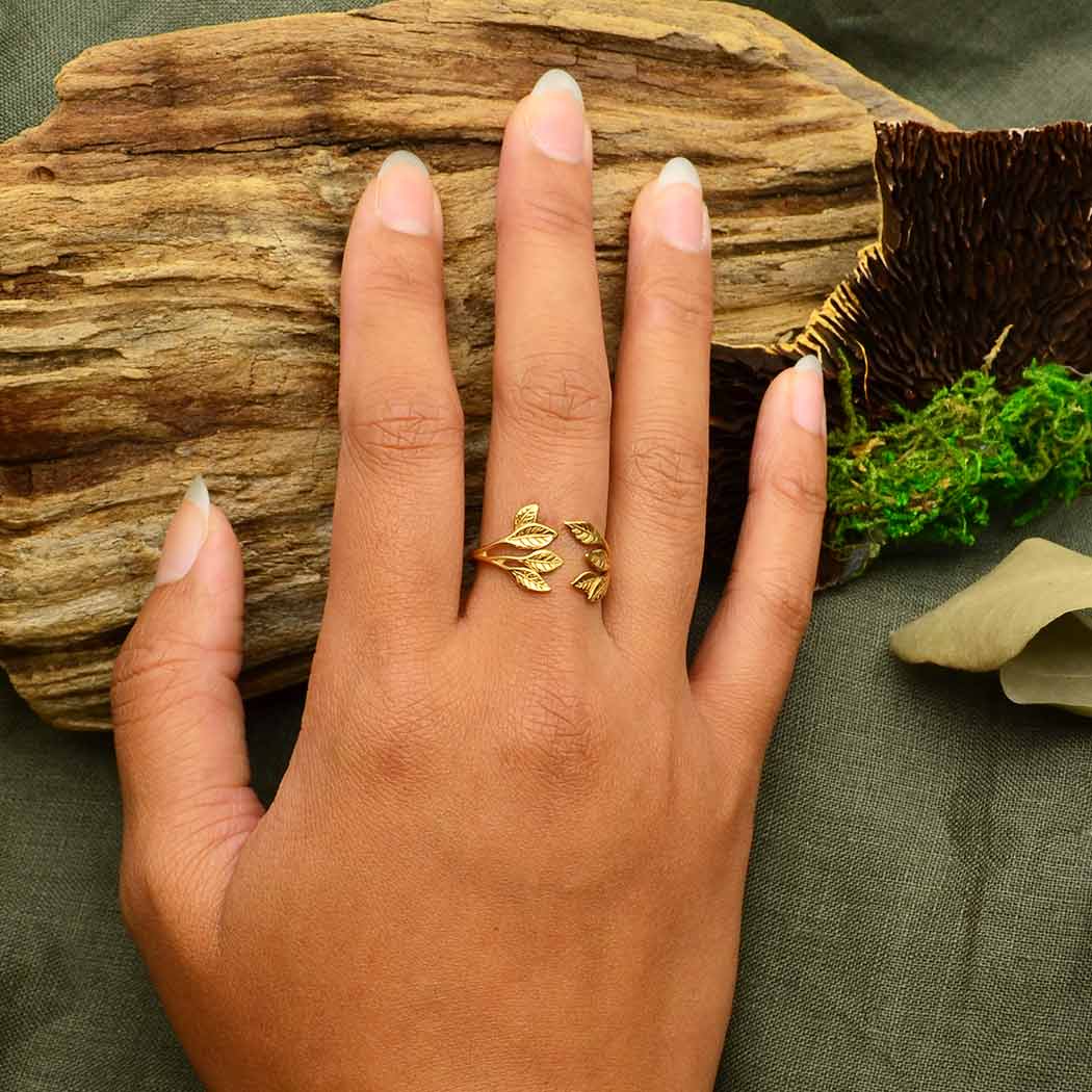Bronze Leaf Cluster Adjustable Ring