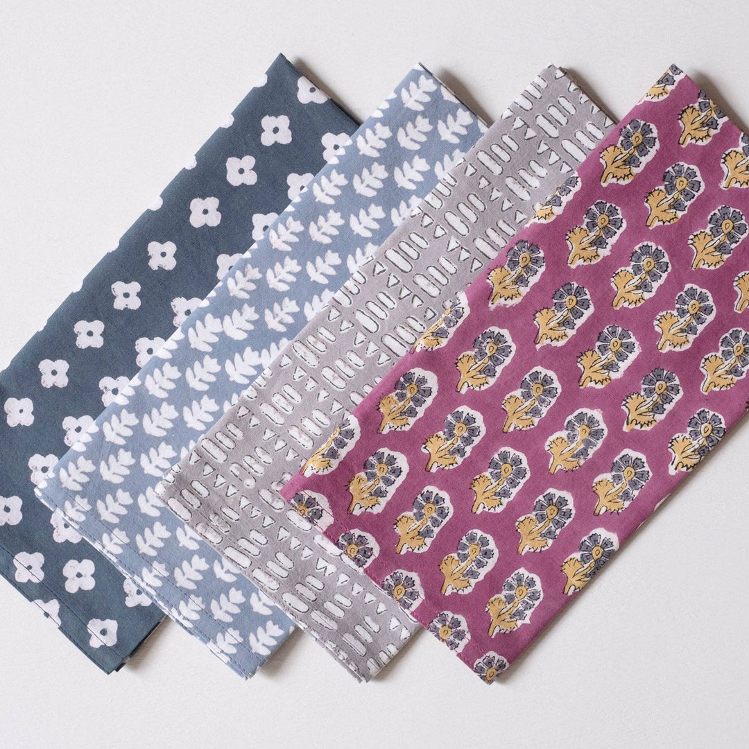 Suki Dark Sea Block Printed Napkins GM996