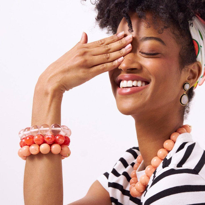 Cece Large Resin Bead Bracelet Coral Wholesale