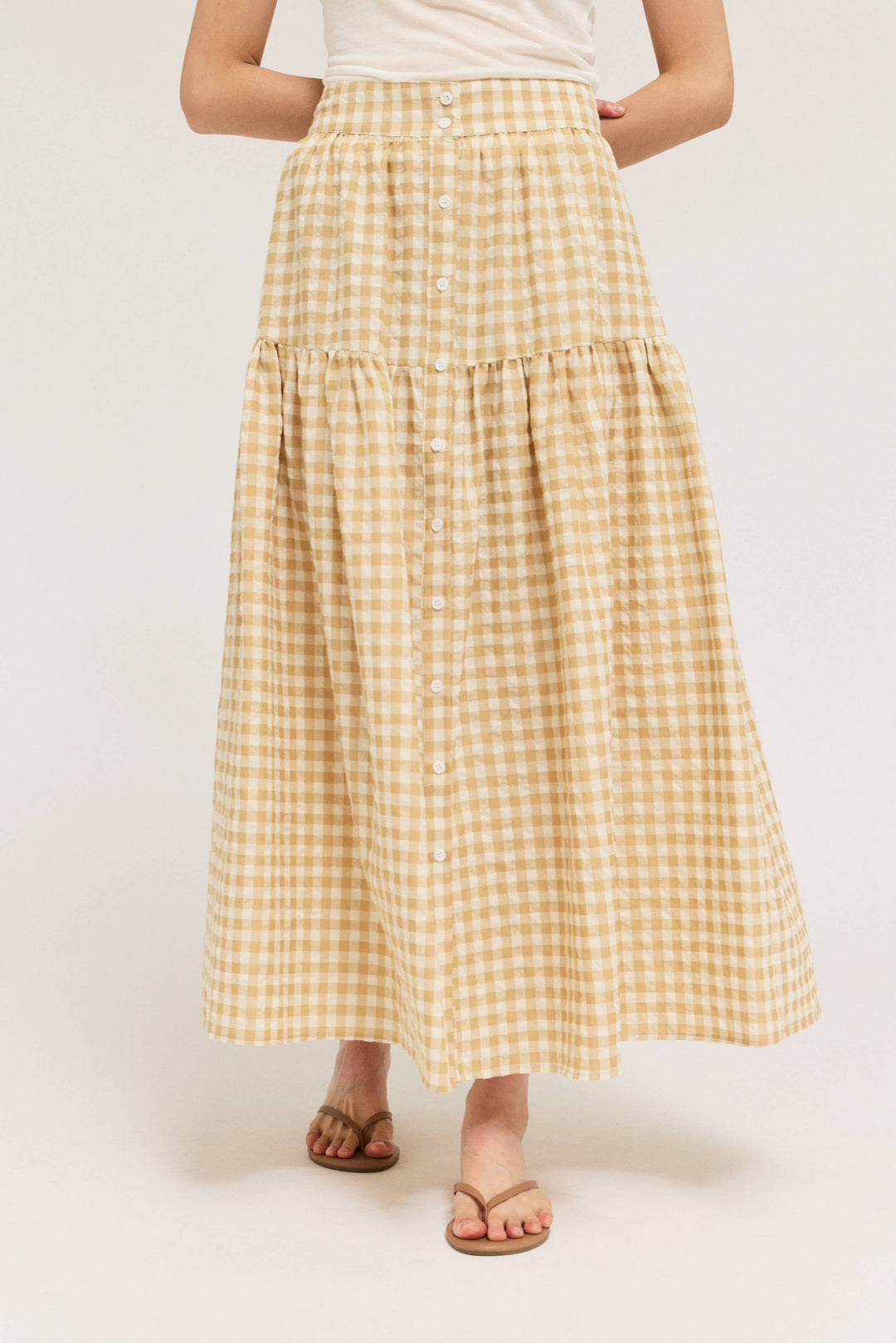 50711 - FRONT BUTTON CHECK SKIRT