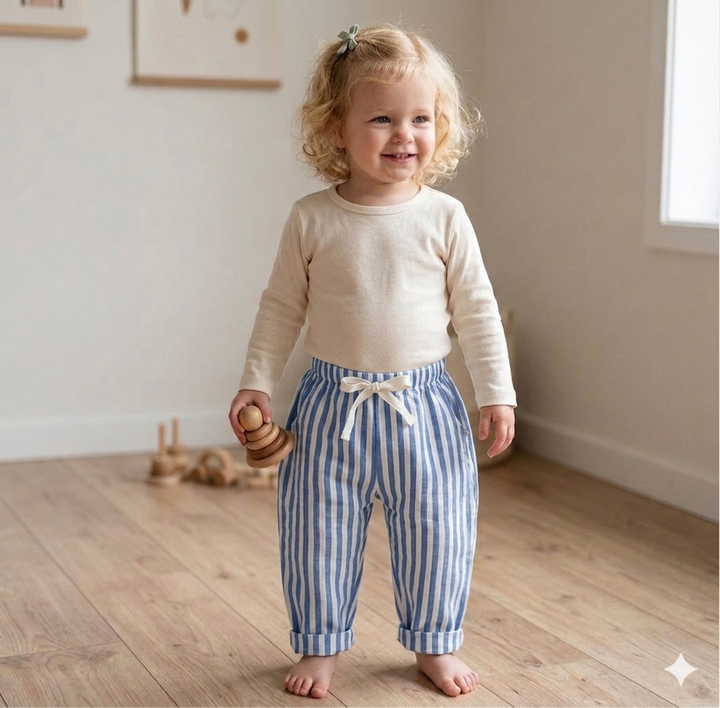 Blue 100 % Cotton Stripe Pant  BL23