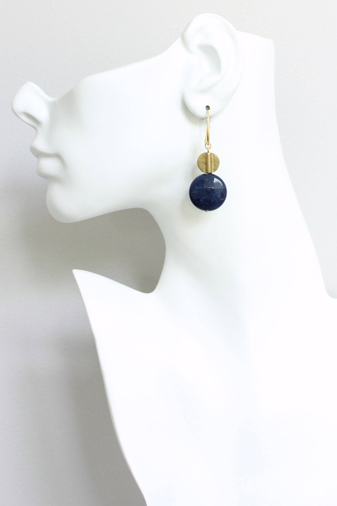 JLTE16 navy and brass earrings