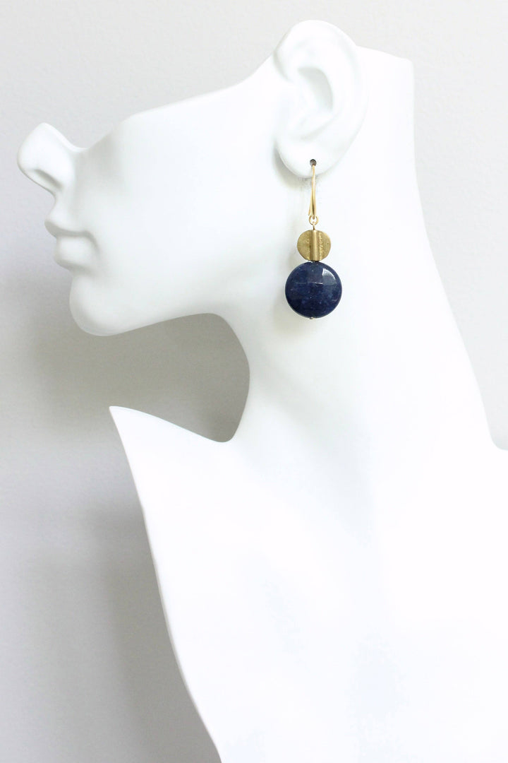 JLTE16 navy and brass earrings