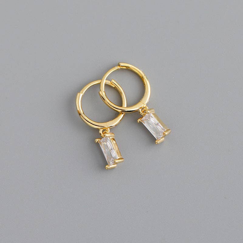 Emerald Cut Color Gem Drop Earrings in 925 Sterling Silver