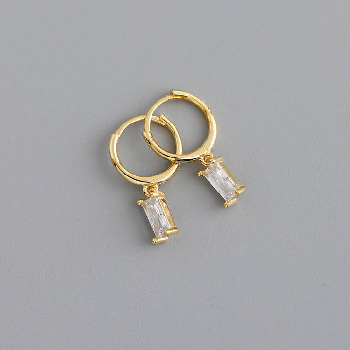 Emerald Cut Color Gem Drop Earrings in 925 Sterling Silver