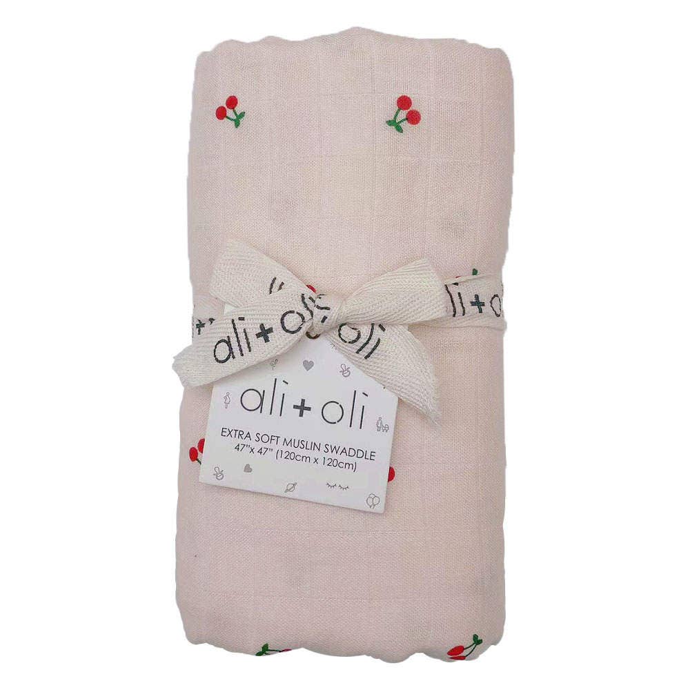Bamboo Muslin Swaddle Blanket (Cherry) AL22