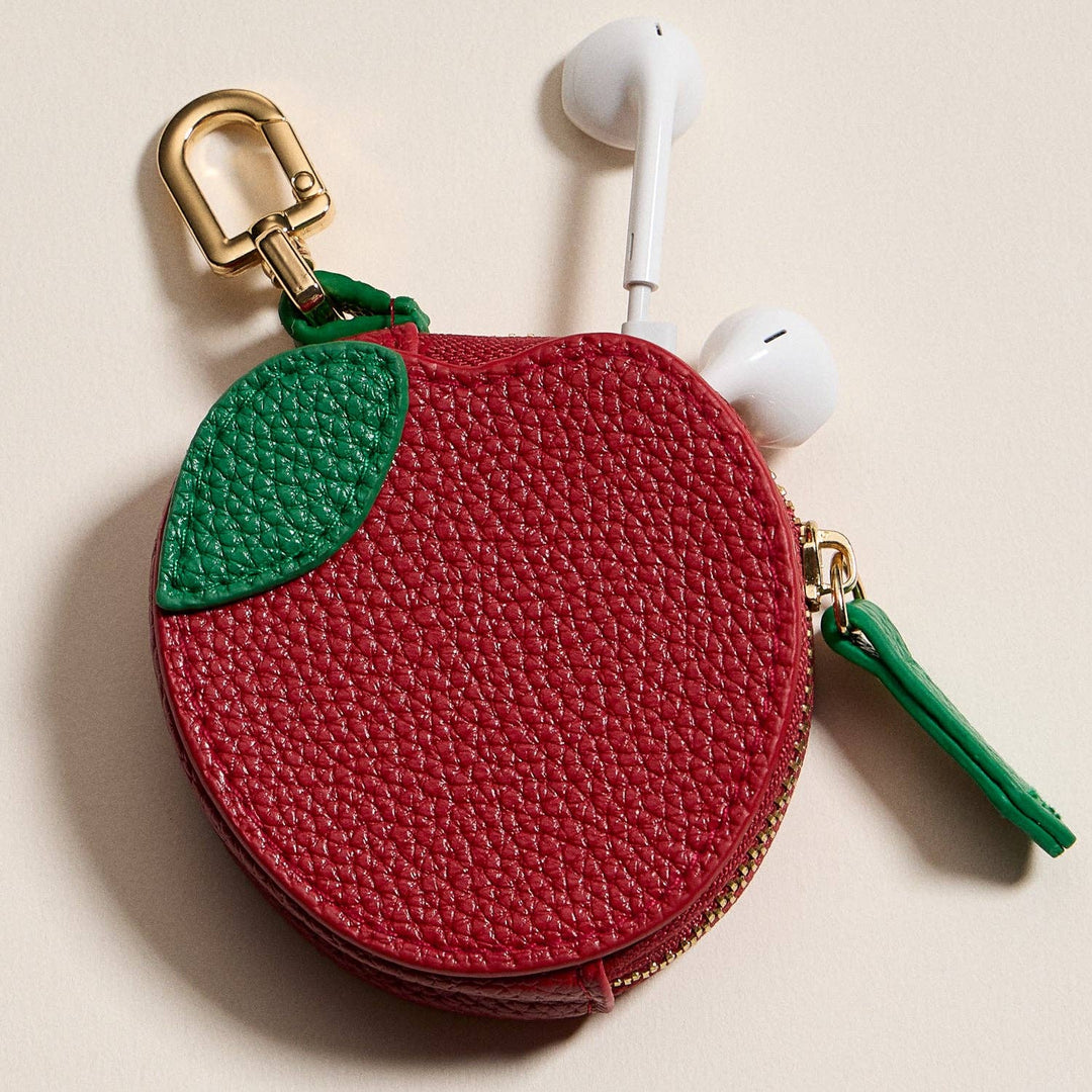 Apple Coin Purse with Keychain – Mini Zipper Pouch FR106