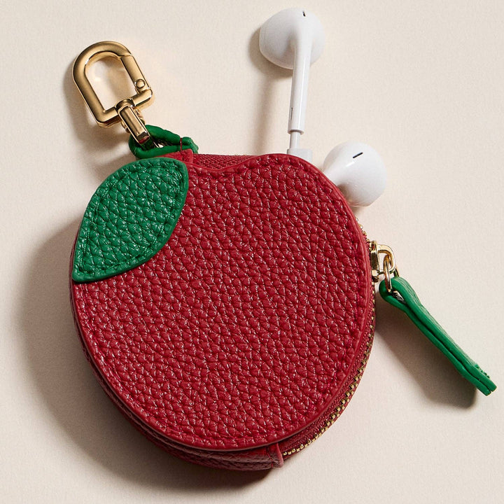 Apple Coin Purse with Keychain – Mini Zipper Pouch FR106