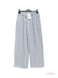 Striped cotton gauze pants