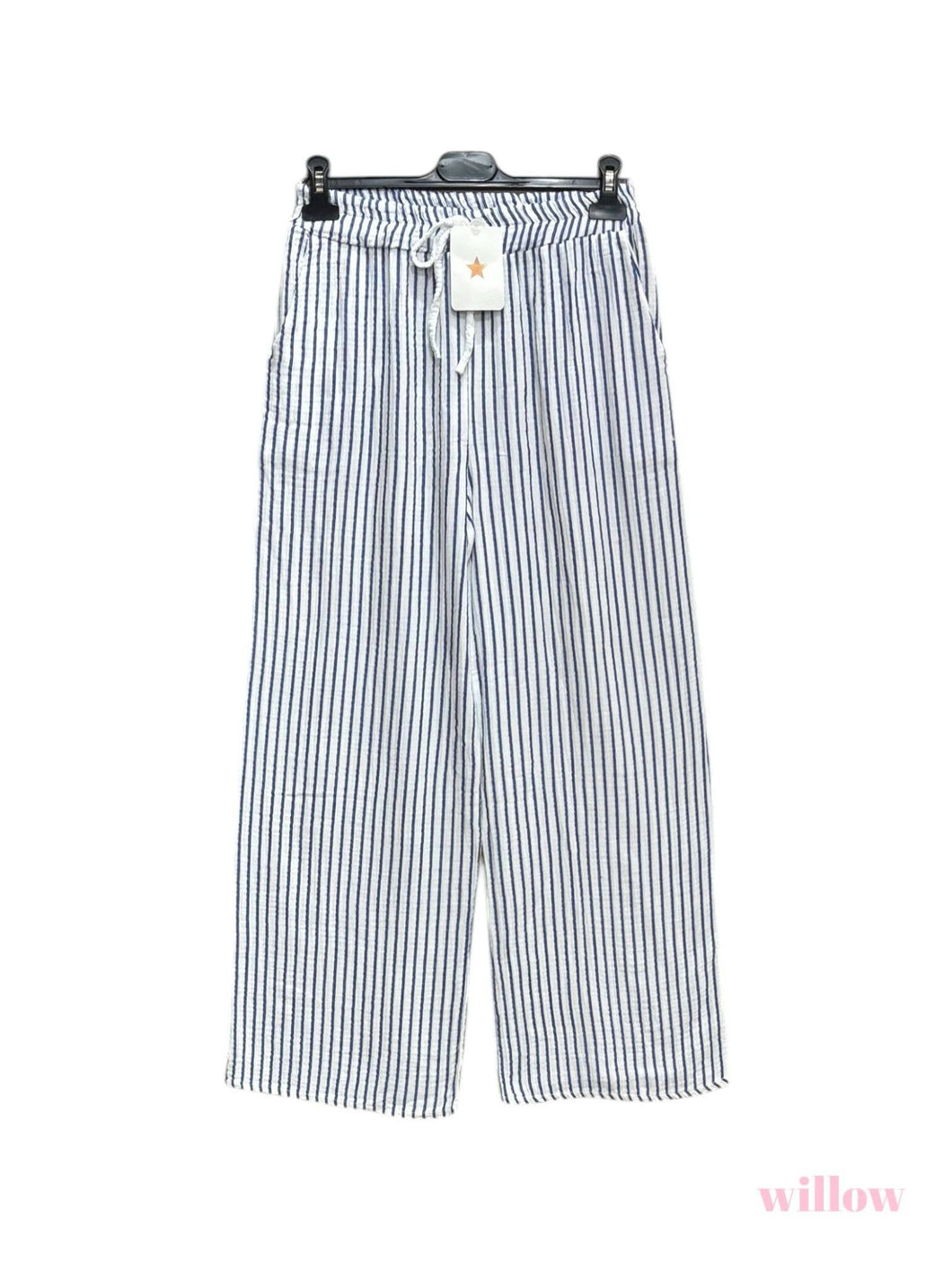 Striped cotton gauze pants