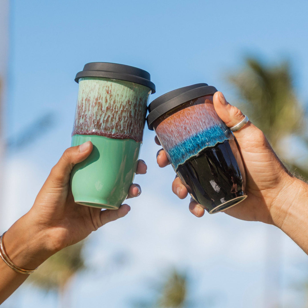 Monsoon Ceramic Mug – 12oz Reusable Cup with Lid NV87