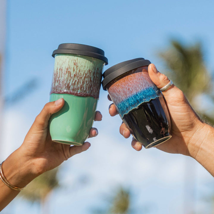 Monsoon Ceramic Mug – 12oz Reusable Cup with Lid NV87