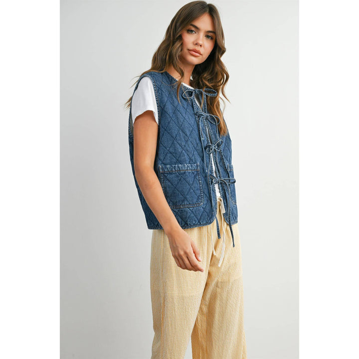 Quilted Tie-Front Vest - BMJ8086