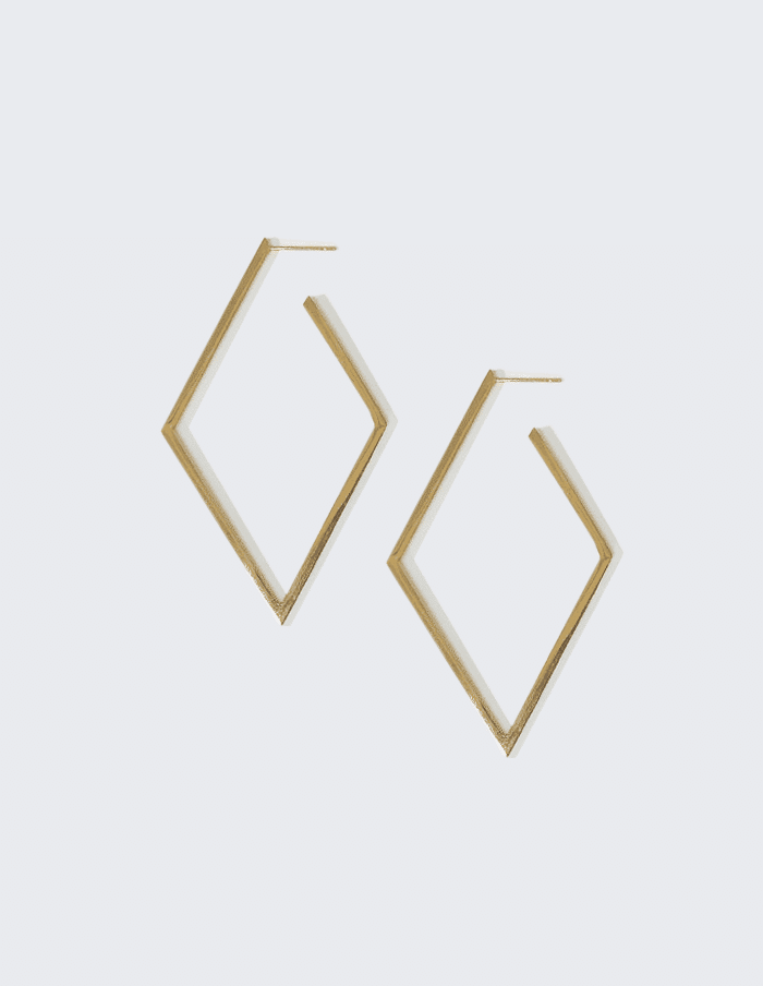 Gold Stainless Steel Diamond Hoop Earrings - Fall/Back to School Statement Jewelry