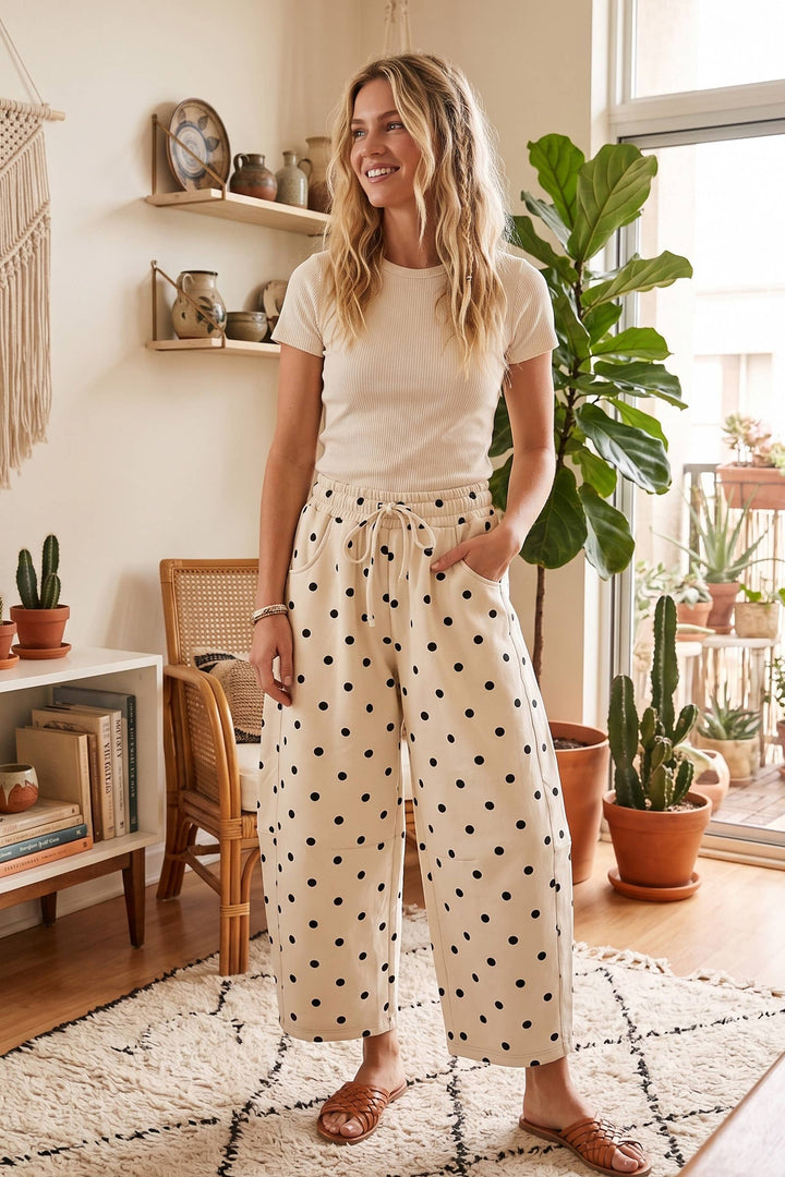 Polka Dot Heavy Scuba Barrel Lounge Pants SWN64