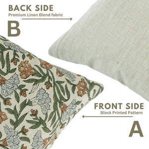 Traditional Block Linen Blend Pillow Cover - Thorny Stems FB03