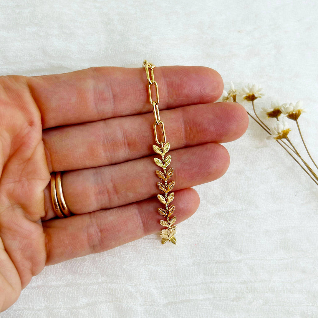 Dainty Leaf Mixed Chain Bracelet KT20
