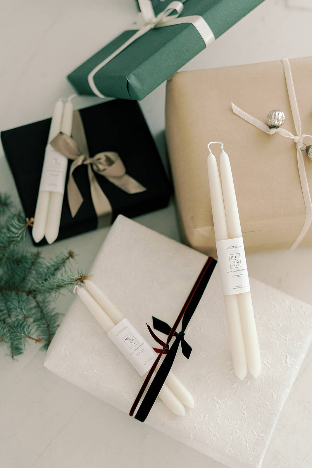 Natural White | Dipped Beeswax Taper Candles | All Natural
