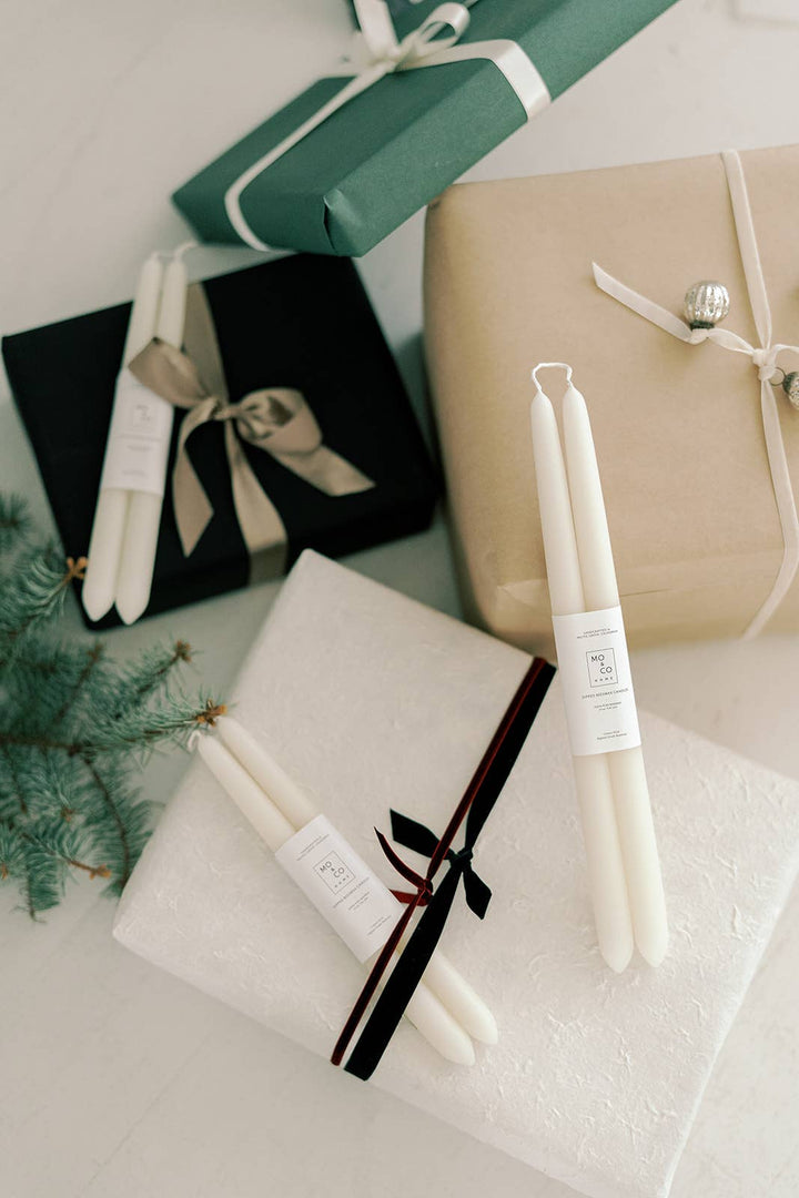 Natural White | Dipped Beeswax Taper Candles | All Natural