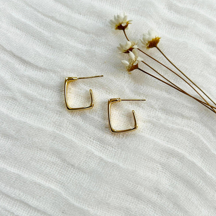 Dainty Gold Open Square Hoops KT925