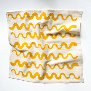 Hand Printed Natural Cotton Cloth Napkins, Wavy Stripes BB22