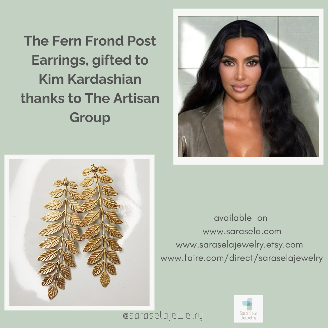 Brass Fern Frond &amp; Boston Fern Post Bold Statement Earrings