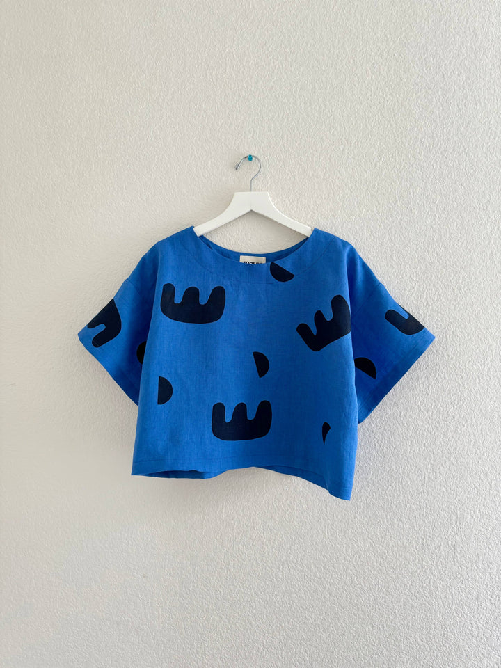 Blue linen top JL35