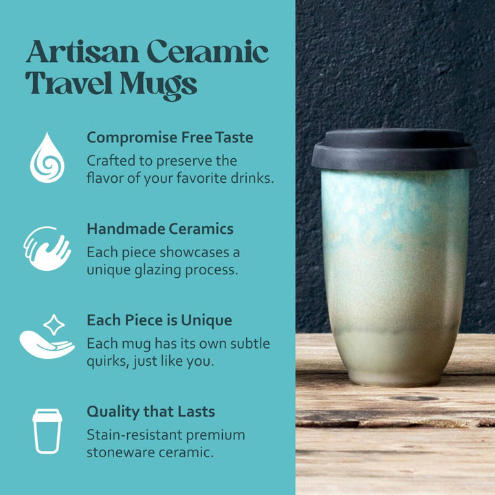 Aurora Ceramic Travel Cup 12oz | Modern Reusable Coffee Mug NV46
