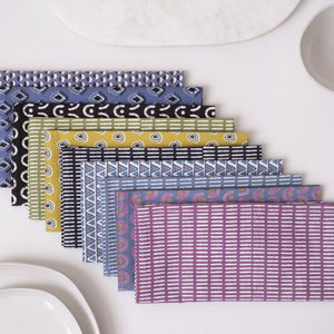 Pontis Stripes Cloud Block Printed Napkins - set of 4