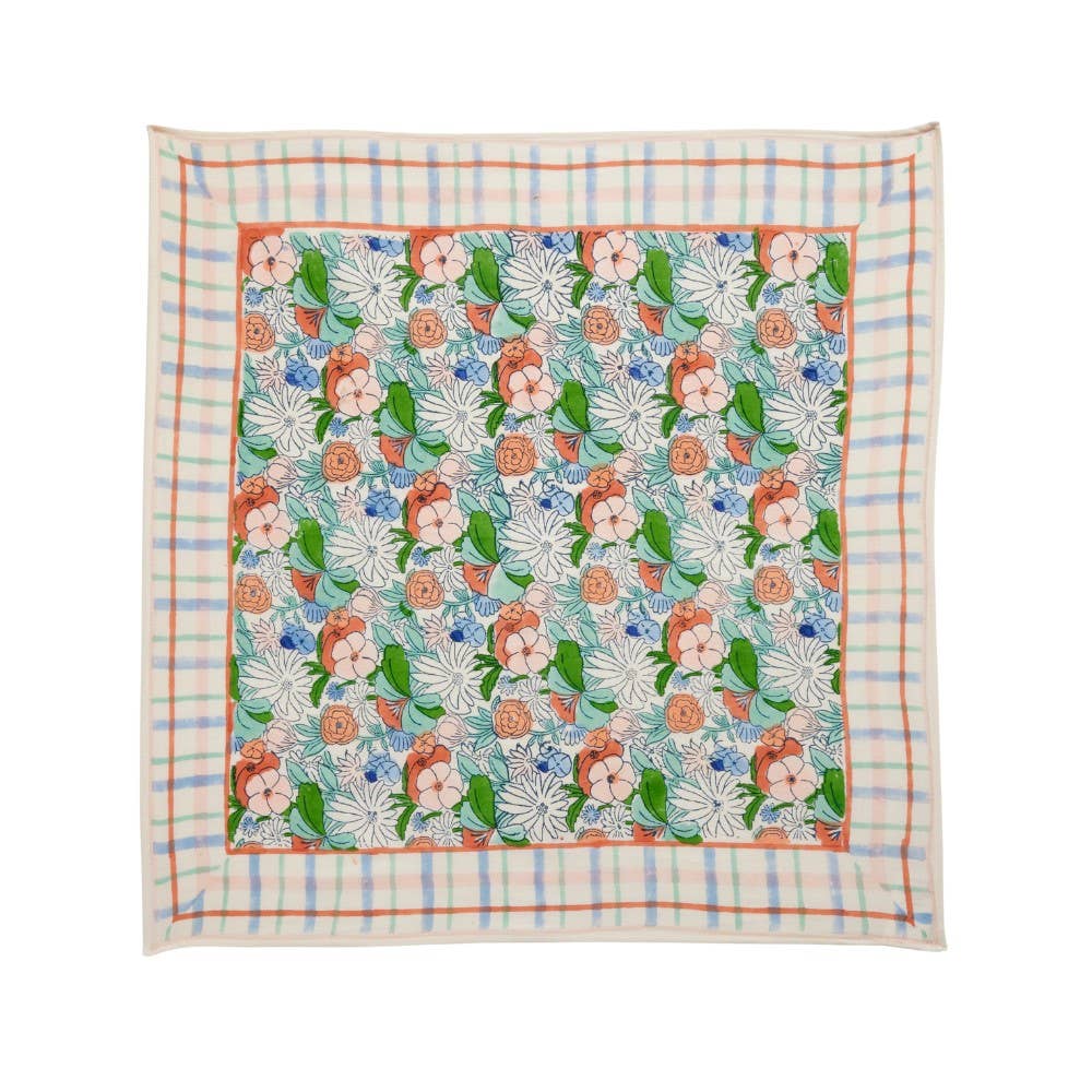 Magic Garden Green Indian Flower Print Scarf BH223