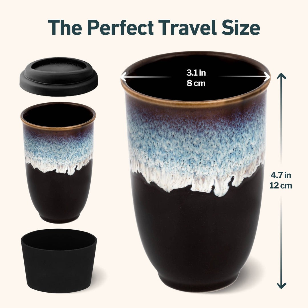 Monsoon Ceramic Mug – 12oz Reusable Cup with Lid NV87