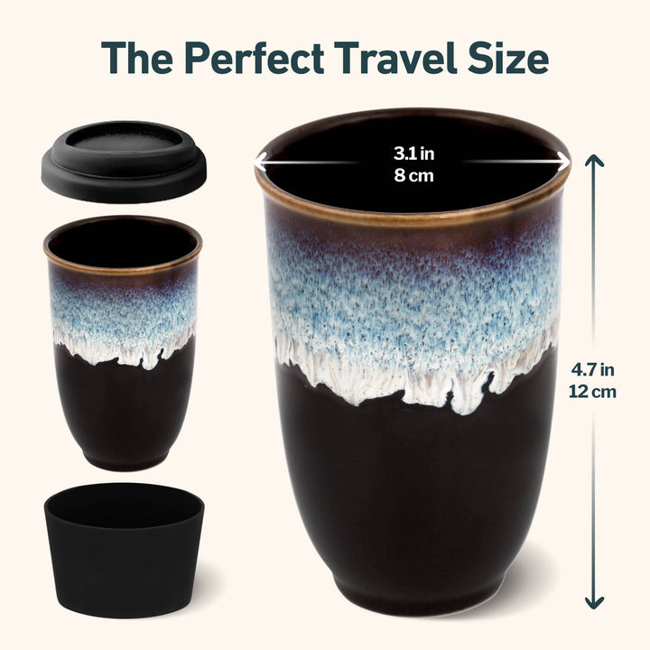 Monsoon Ceramic Mug – 12oz Reusable Cup with Lid NV87