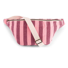 Load image into Gallery viewer, WOMEN BUM BAG STRIPES BURGUNDY /FLAMINGO PINK