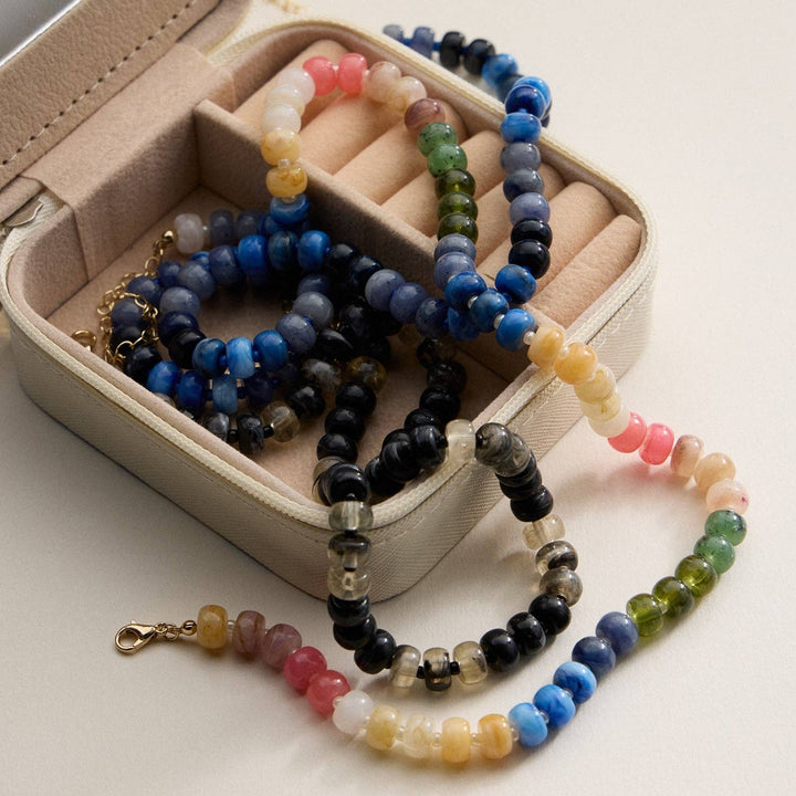 Gradient Color Round Disc Beaded Necklace DMT