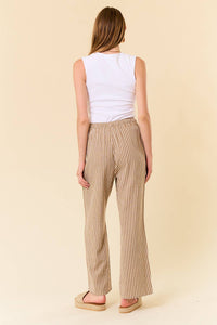 LINEN BLEND STRIPE WIDE LEG PANTS