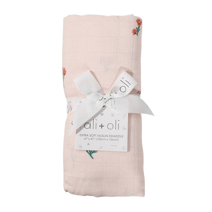 Bamboo Muslin Swaddle Blanket (Petite Posies)