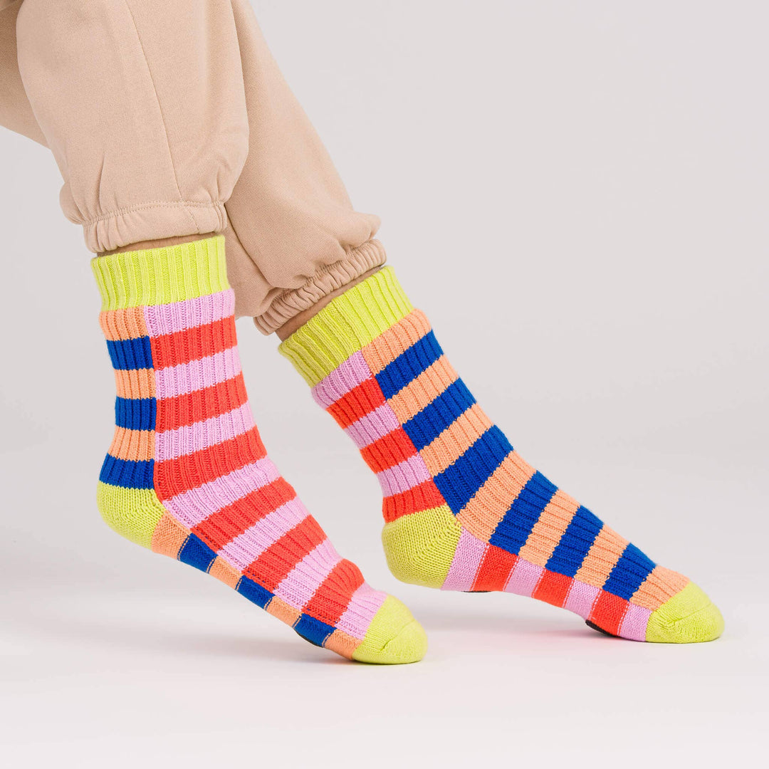 Super Stripe Knit House Socks VR983