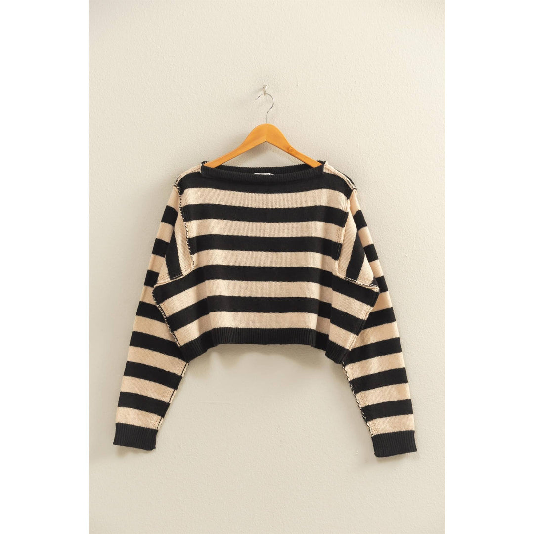 Relaxed Fit Striped Boat Neck Sweater  DS29